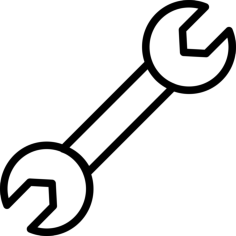 Double Sided Wrench Tool Outline Svg Line Art, Free Vectors File
